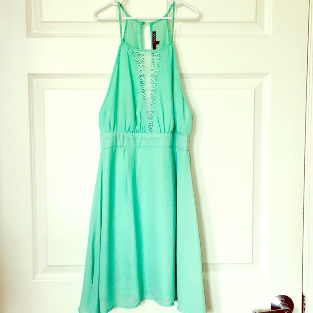 Teal sleeveless summer sun dress